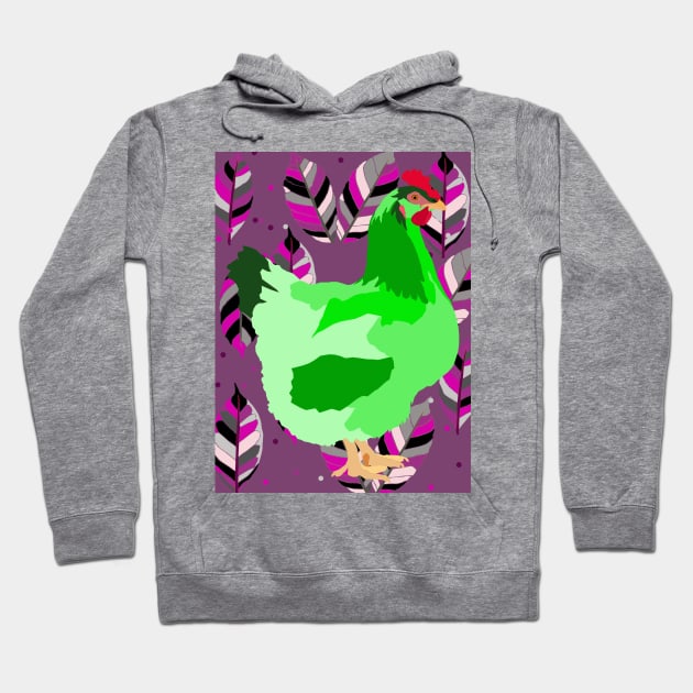 Backyard Chicken - Green Hoodie by KA Textiles and Designs